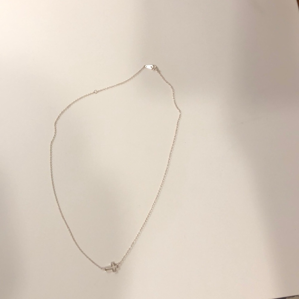 Sterling silver side cross neckalce